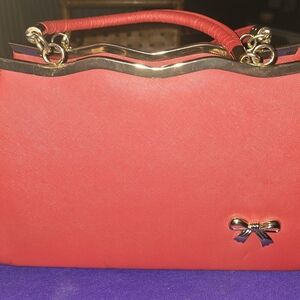 Dark Red Burgundy Gold Bow Kawaii